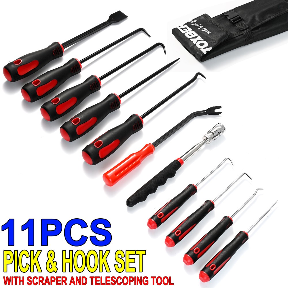 11pcs Pick And Hook Set With Scraper Magnetic Telescoping Hand Tool Kit