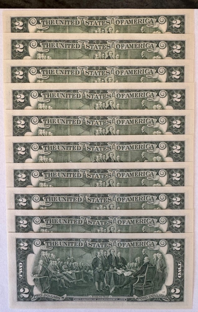 US Two Dollar Bills in Sequence. Brand New. 5 $2Bills per order = $10 Face Value