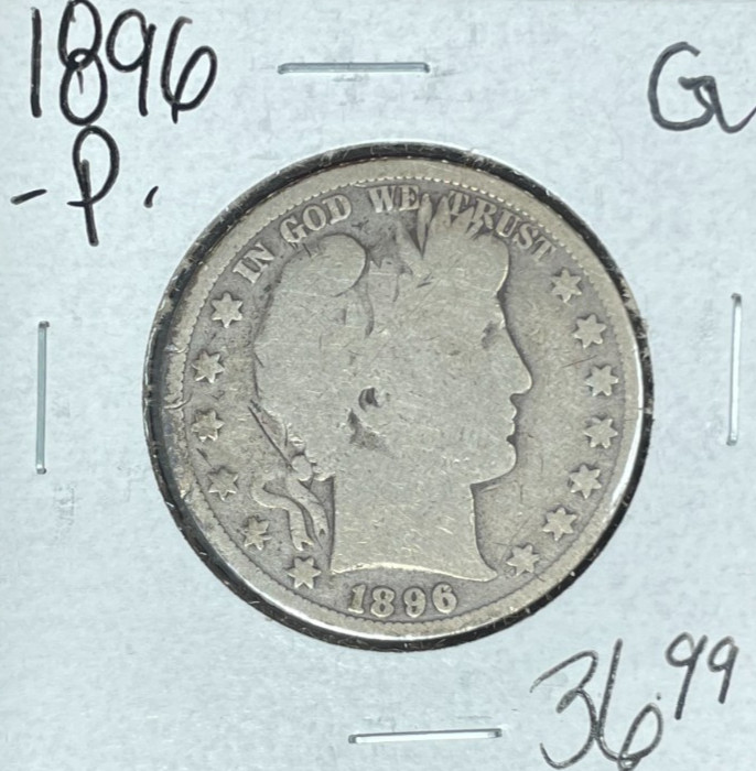 1896-P BARBER SILVER HALF DOLLAR ~ GOOD ~NICE COIN~