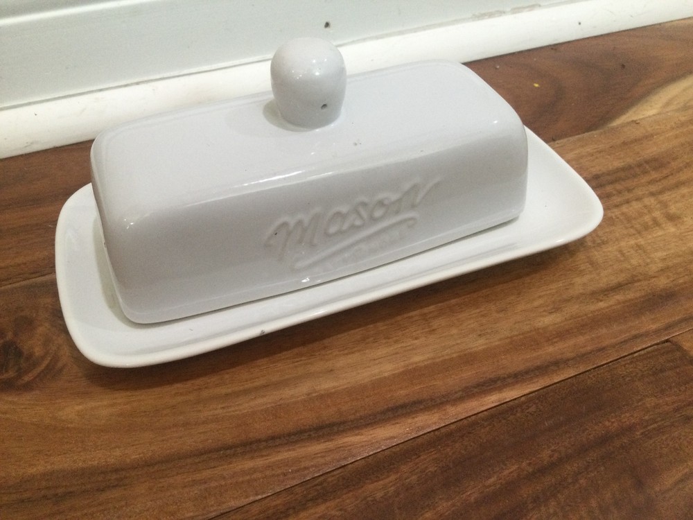 Mason Craft White Ceramic Butter Dish TOP PLUS BONUS THRESHHOLD underplate