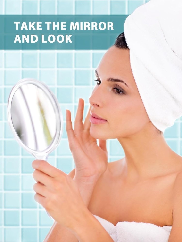 Macaki Hand Mirror, Double-Sided 1X/5X Magnifying Mirror with Handle, Acrylic, 8