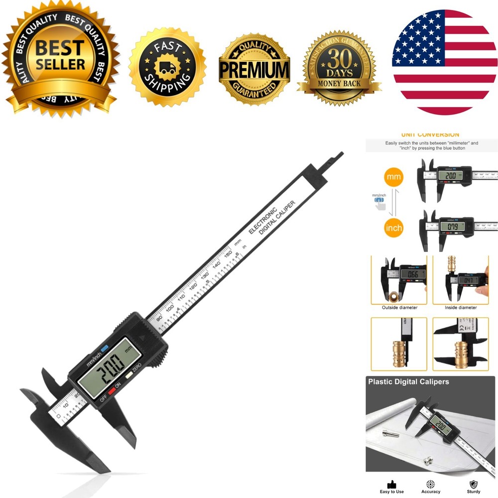 Durable 6-Inch Caliper with Inch & Millimeter Conversion for DIY Projects