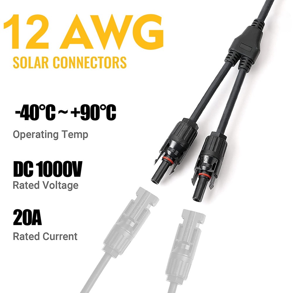 1 Pair Y Branch Cable Connector IP67 4/3/2 to 1 Solar Panel Connector Extension