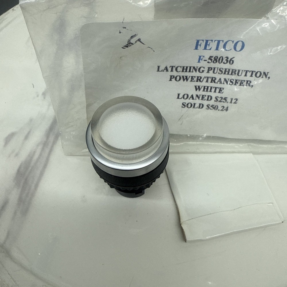 (NEW) Fetco White Latching Pushbutton Power/Transfer Part # F-58036