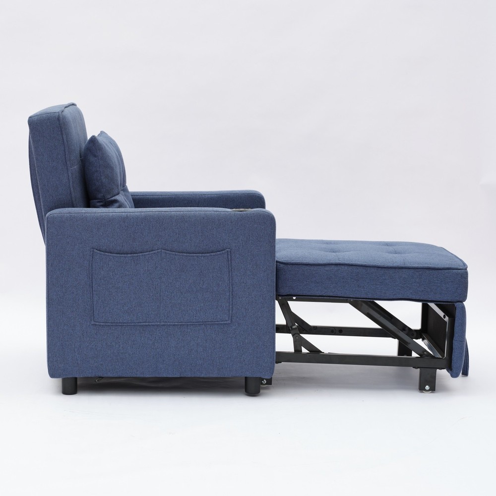 Convertible 3-in-1 Sleeper Sofa Bed Single Folding Pull Out Bed w/ USB Ports