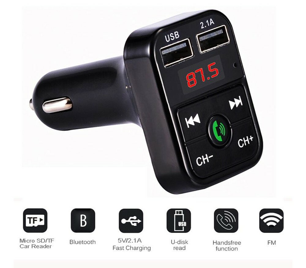 CarB2 Bluetooth Car FM Transmitter Wireless Adapter (Black)
