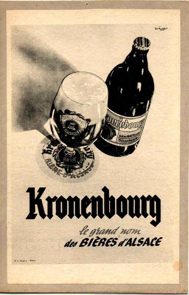 OLD ADVERTISING CARDBOARD BEER KRONENBURG 1951