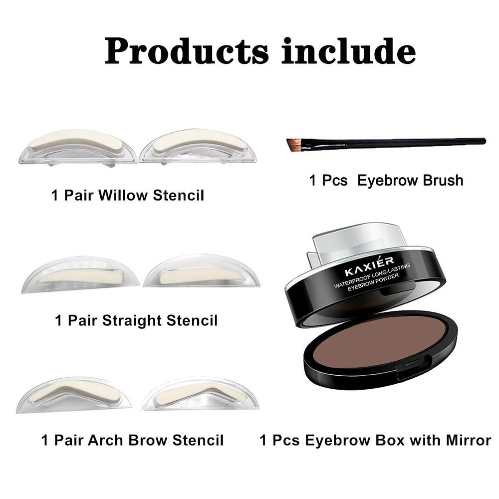 Waterproof Eyebrow Stamp Powder Kit, Light Brown (301#)