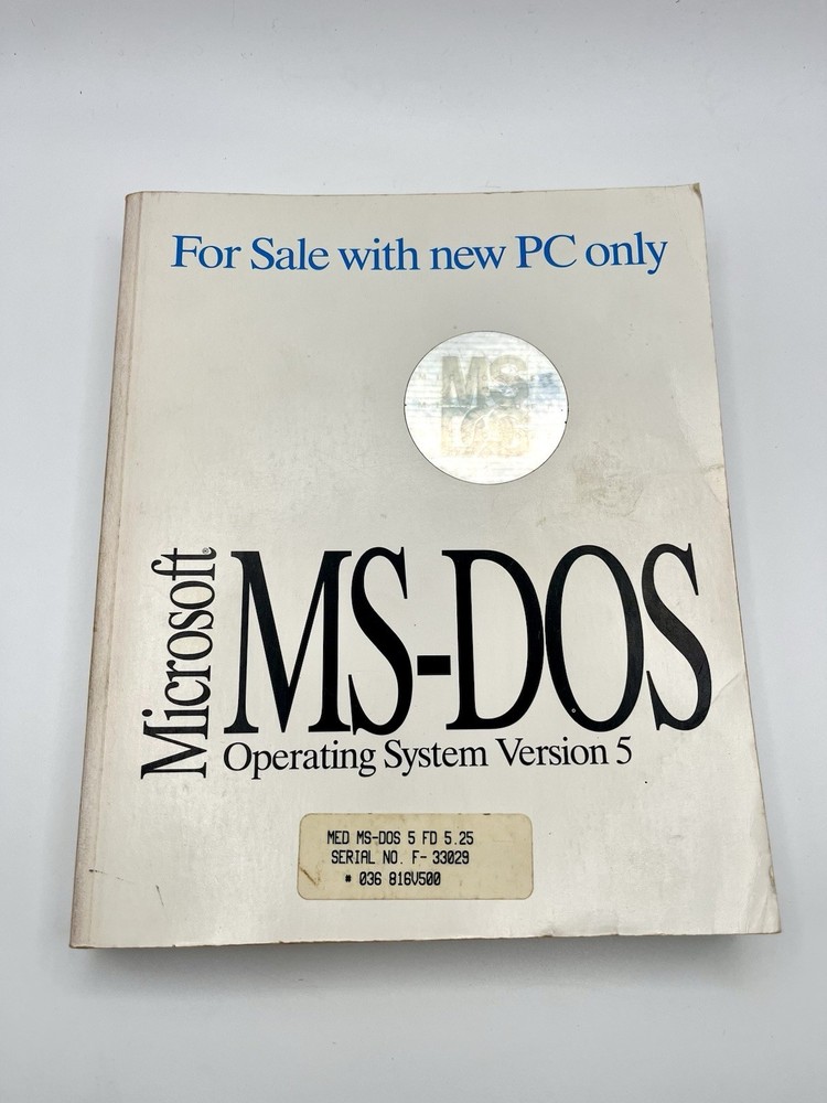 Vintage Microsoft MS-DOS Version 5 Genuine Operating System Manual 1991 NO DISC