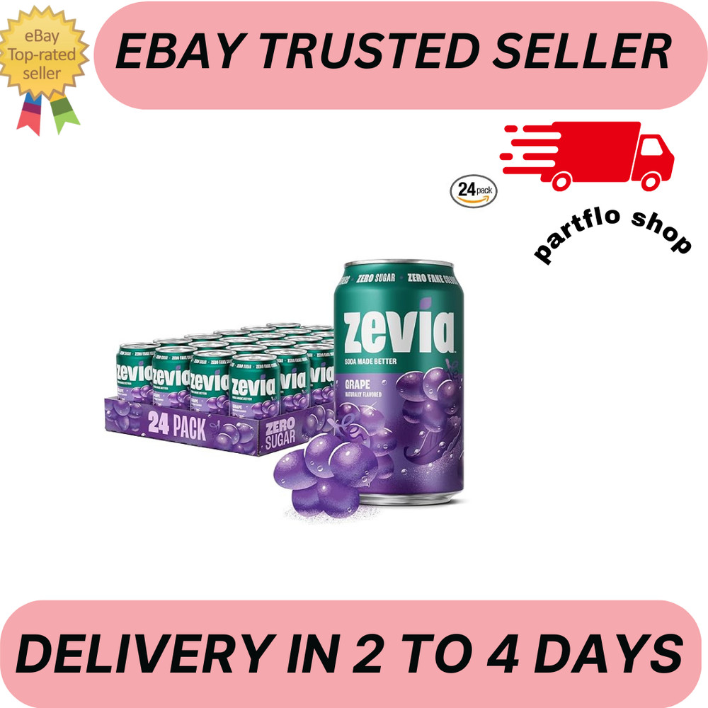 Zevia Zero Sugar Soda, Grape, 12 oz Cans (24-Pack)