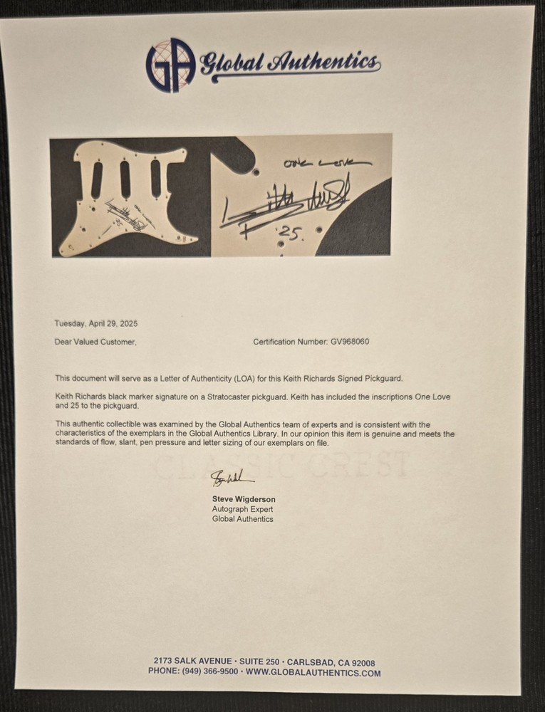 Keith Richards Signed Autograph Pickguard Stratocaster Guitar Rolling Stones