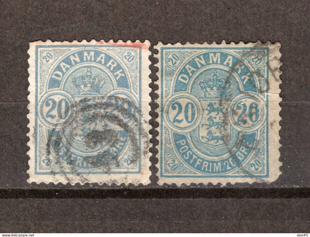 Denmark 1882 Small & large corner Used 17314