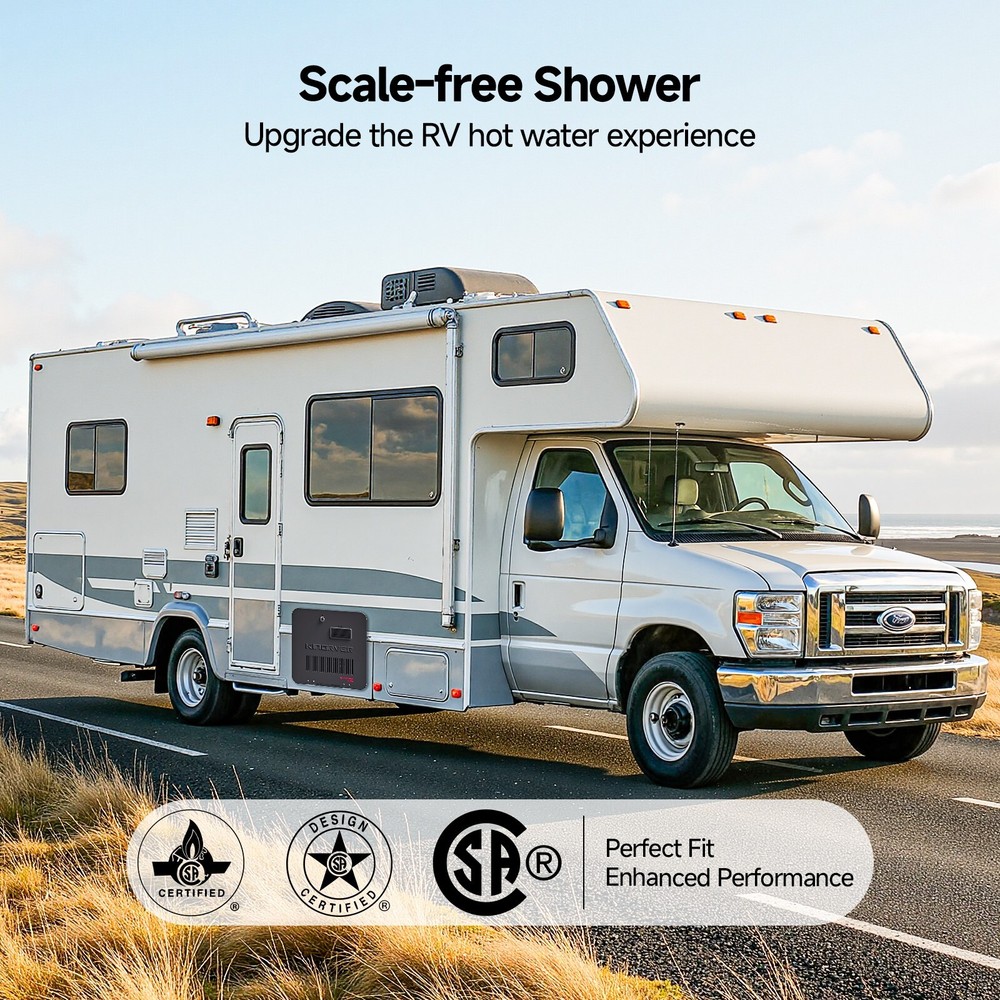 10 Gallon RV Water Heater Gas&Electric Bulit-in Powered Anode Rod 12000BTU 1440W