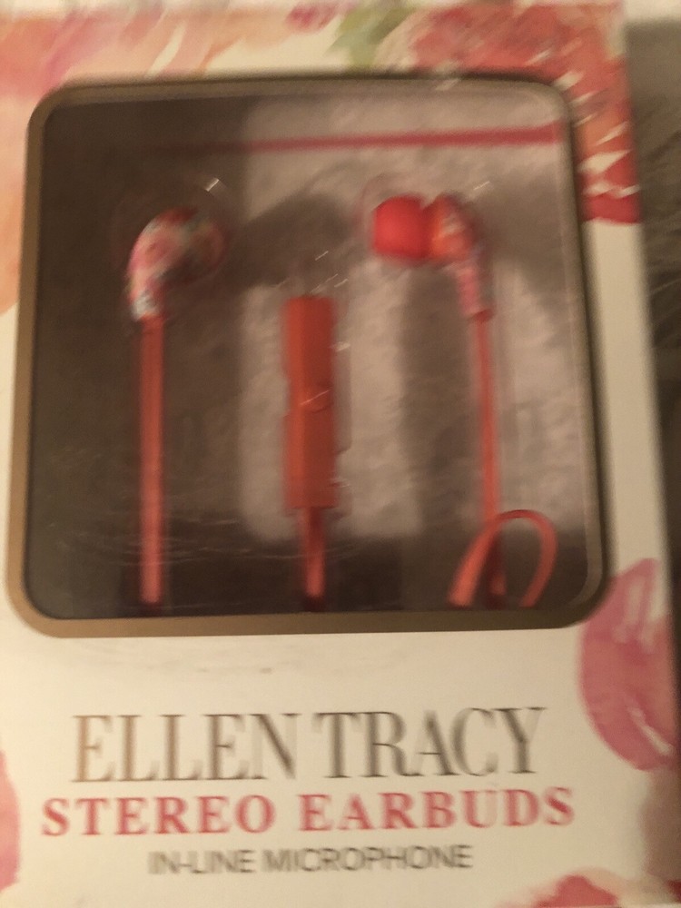 Ellen Tracy Stereo Earbuds Inline Microphone New