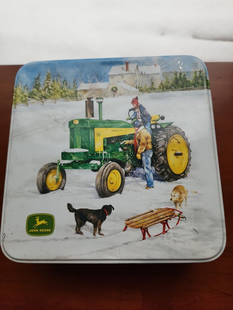 John Deere 7 1/2 Inch Square Tin