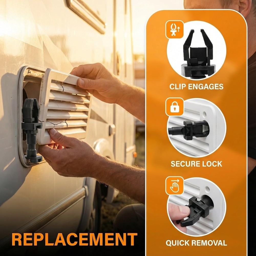 617772 RV Refrigerator Vent Clips Latch Replacement Quarter Turn Panel Fastener