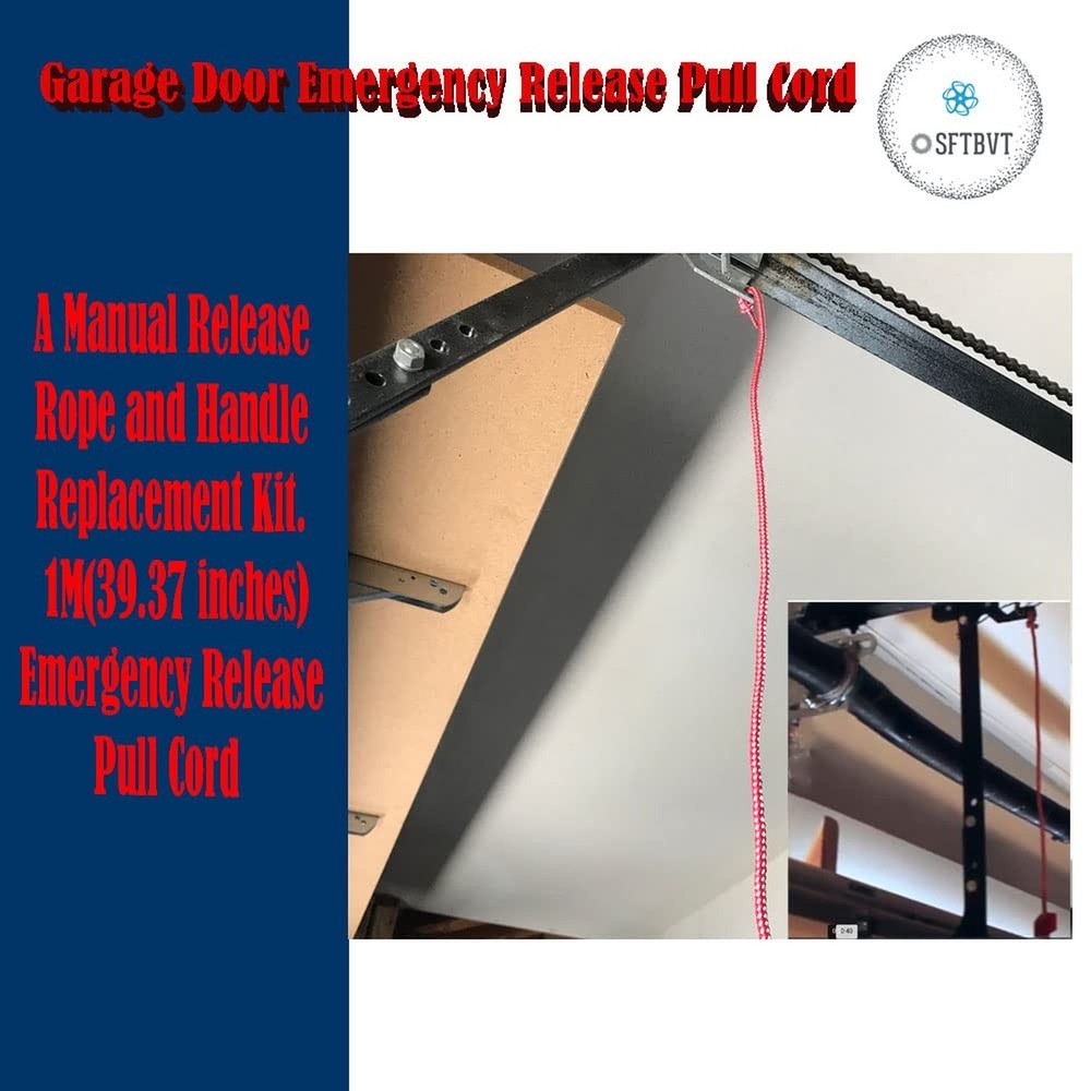 Garage Door Emergency Release Pull Cord with Handle Garage Opener Rope Puller...