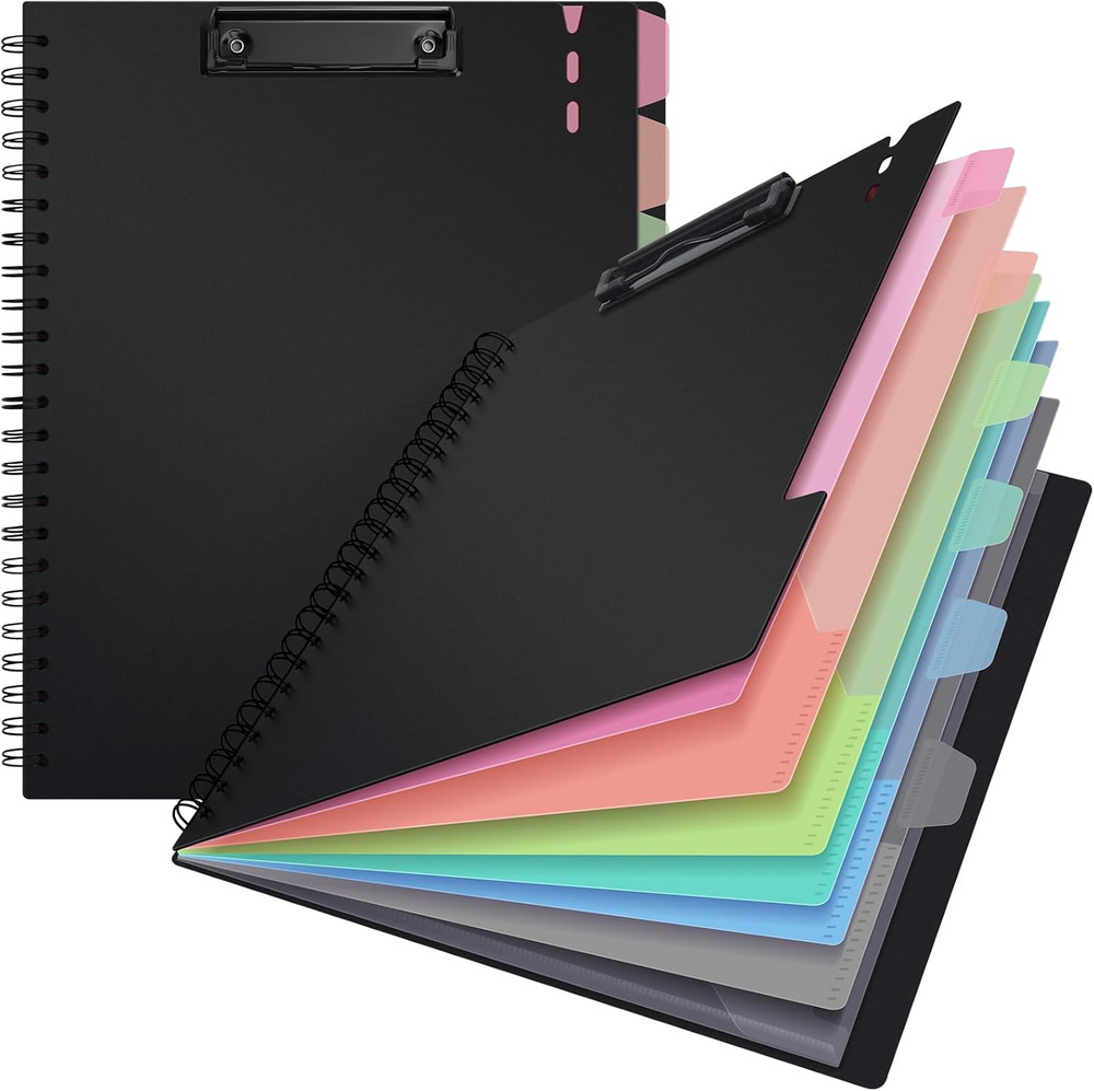 Clipboard with Folder Organizer, 12 Pockets Project Organizer - Refillable Li...