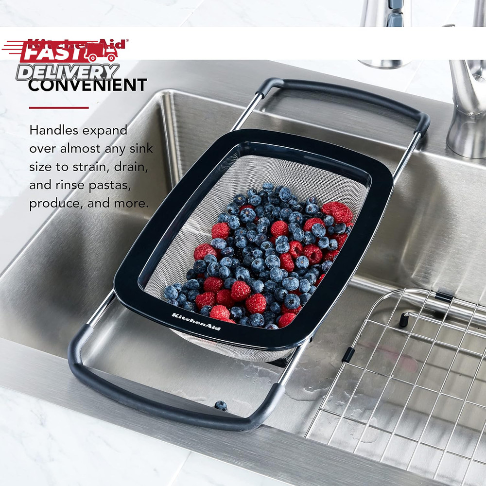 Kitchenaid Expandable Stainless Steel Colander, Black
