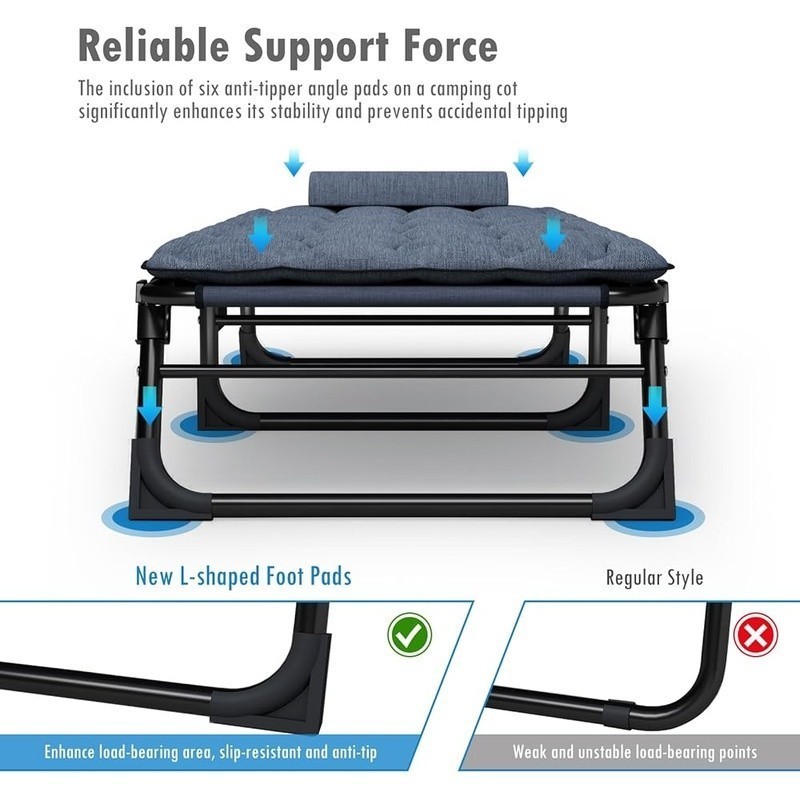 Adjustable Camping Cot 4 Position Recliner Portable Sleeping Bed Multi Use