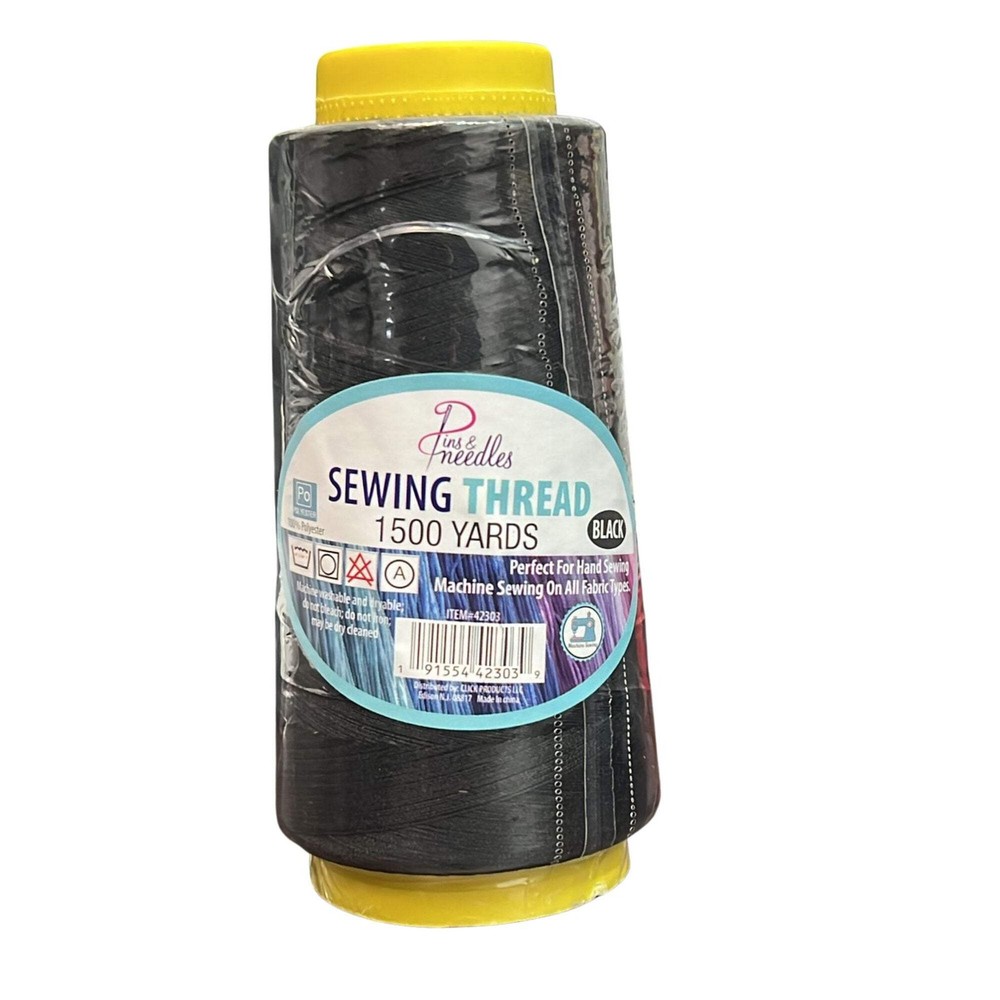 1500 Yards Pins & Needles Sewing Black Thread:1 Pack