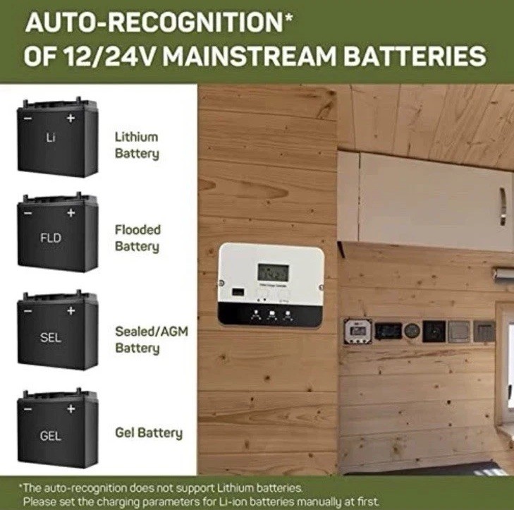HQST Solar Charge Controller20a Flush Mount Solar Panel Battery Intelligent