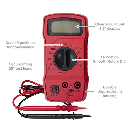 GDT-311 Digital Multimeter, 3 Function, 11 Red Manual 3 Function / 13 Range