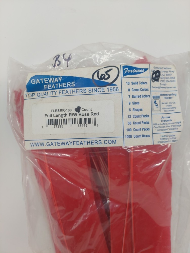65 Count Gateway Feathers FULL LENGTH Right Wing: Rose Red