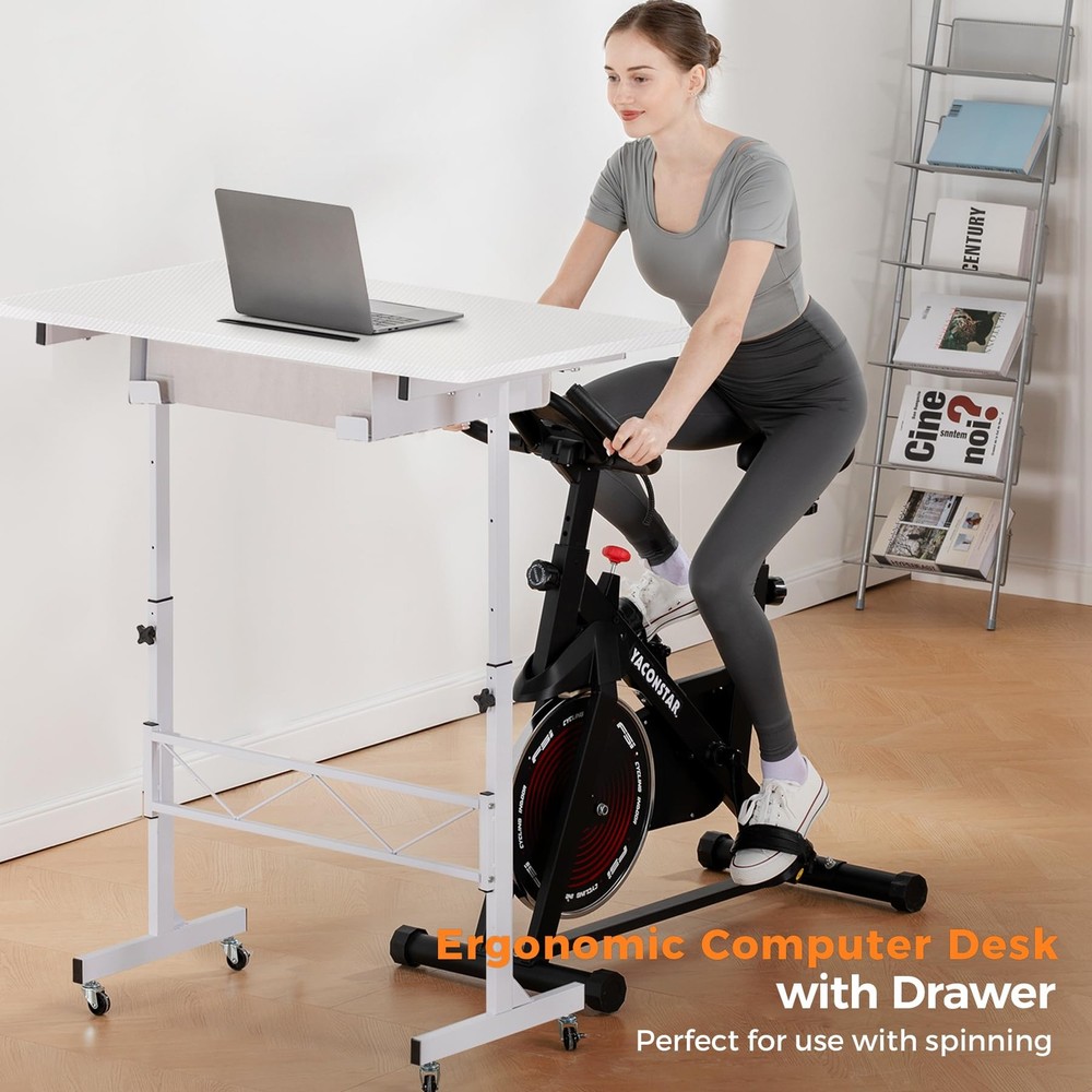 COMHOMA Small Standing Desk Adjustable Height Mobile Computer Desk Rolling Lapto