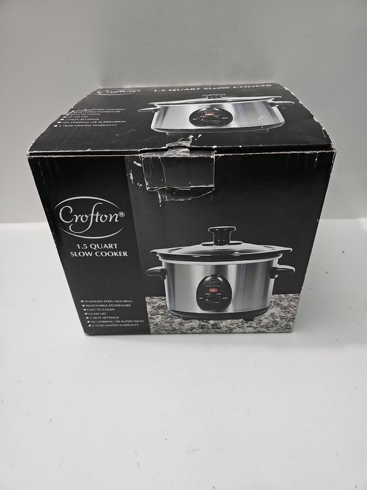 Crofton Slow Cooker 1.5 Qt Stainless Removable Stoneware
