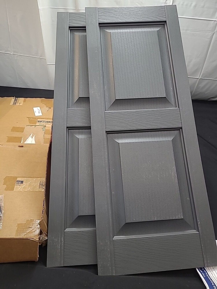 PREMIER PANEL Raised Panel Vinyl Shutter 15"W x 39"L (1 Pair)-007 DARK GRAY