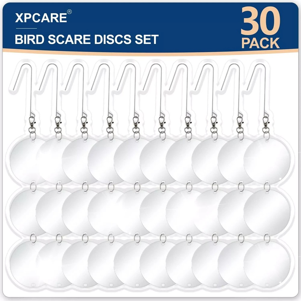 30 Pack Bird Scare Discs Set-Highly Reflective Double-Sided Bird Reflectors