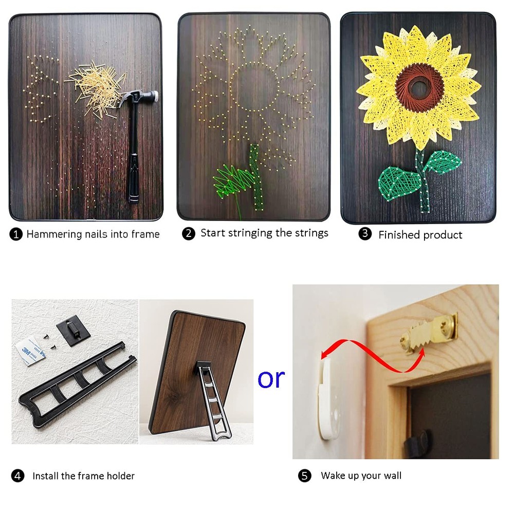 DIY String Art Kit for 9.8*13.4 inch, Multicolor