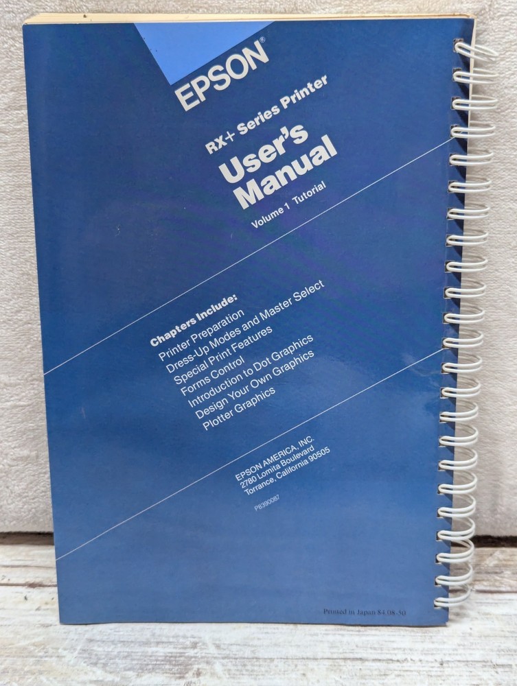 Vintage Epson RX+ Printer User Manual - Pre Owned