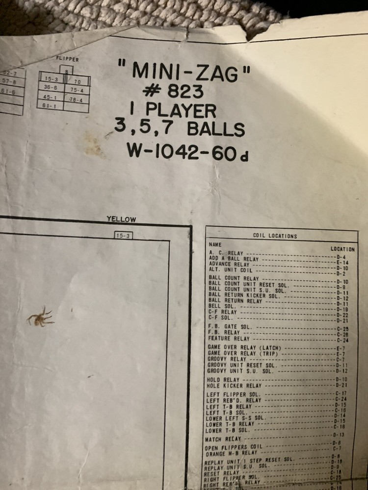 original Damaged Mini Zag Schematics Only Bally Arcade game manual