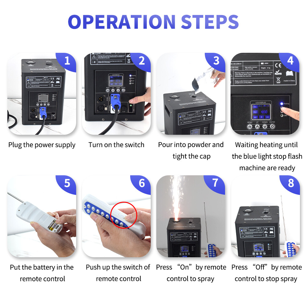 2Pcs 750W Cold Spark Machine Stage Effect DMX Firework Machine DJ Party Wedding