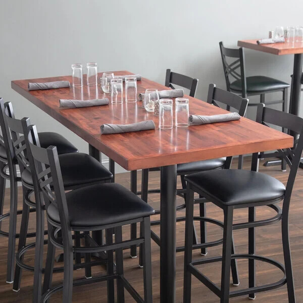 30'' x 72" Rectangular Butcher Block style Restaurant Table Top in Mahogany Wood