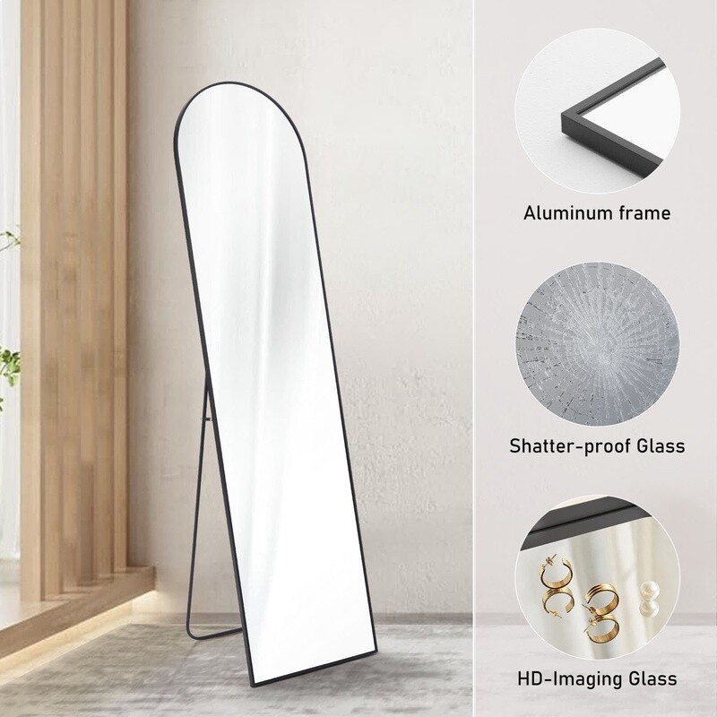 Arched Full Length Floor Mirror HD Imaging Adjustable Standing Wall Mount Mirror