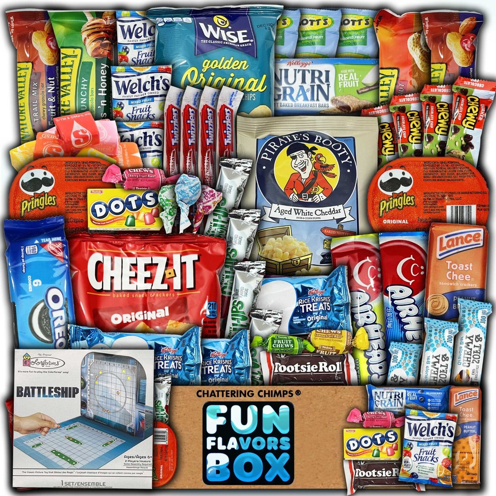 Favorite Snack Box Variety Pack Battleship Game Chips Candy Snacks, 50 Count