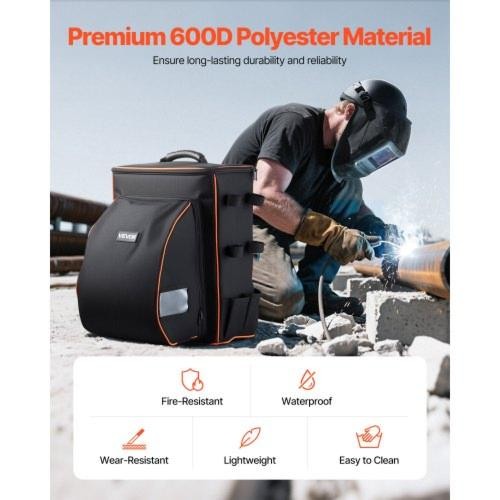 Welding Backpack 356L Welder Backpack for Tools and Helmet 600D Polyester