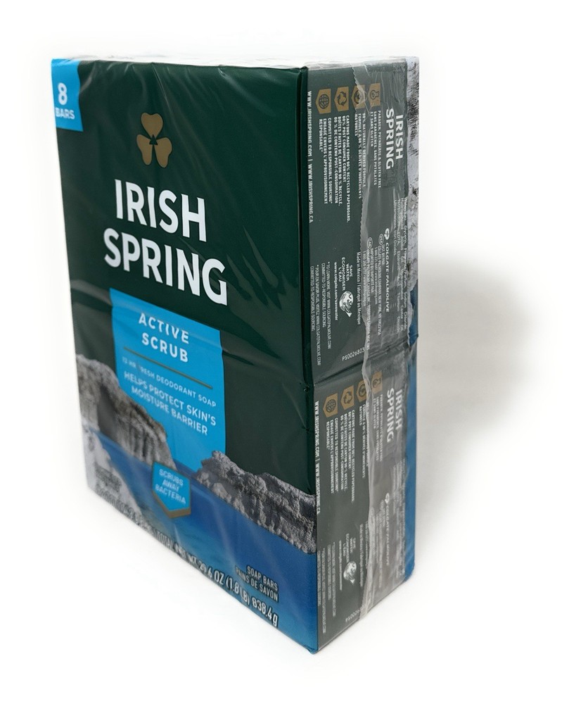 Irish Spring Deep Action Scrub Bar Soap 8 Bars Exfoliates Deodorant Soap