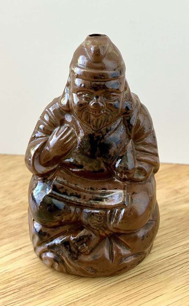 Vintage Clay Buddha Cone Incense Burner Brown
