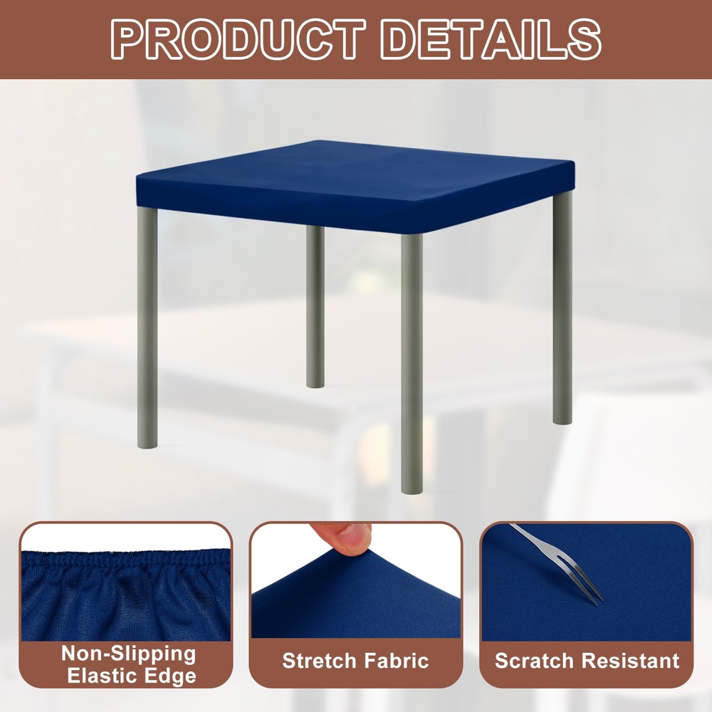 Picnic Table Cloth, 34"x34" Square Elastic Fitted Tablecloths, Blue