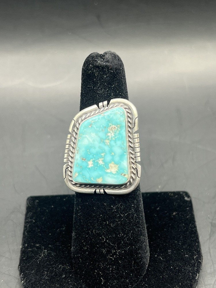 Dave Skeets Sonoran Turquoise Sterling Ring Size 5.5