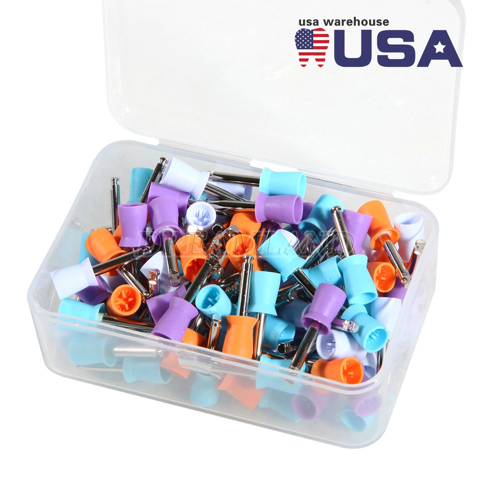 Disposable Dental Prophy Polishing Cups Latch Type Rainbow & White