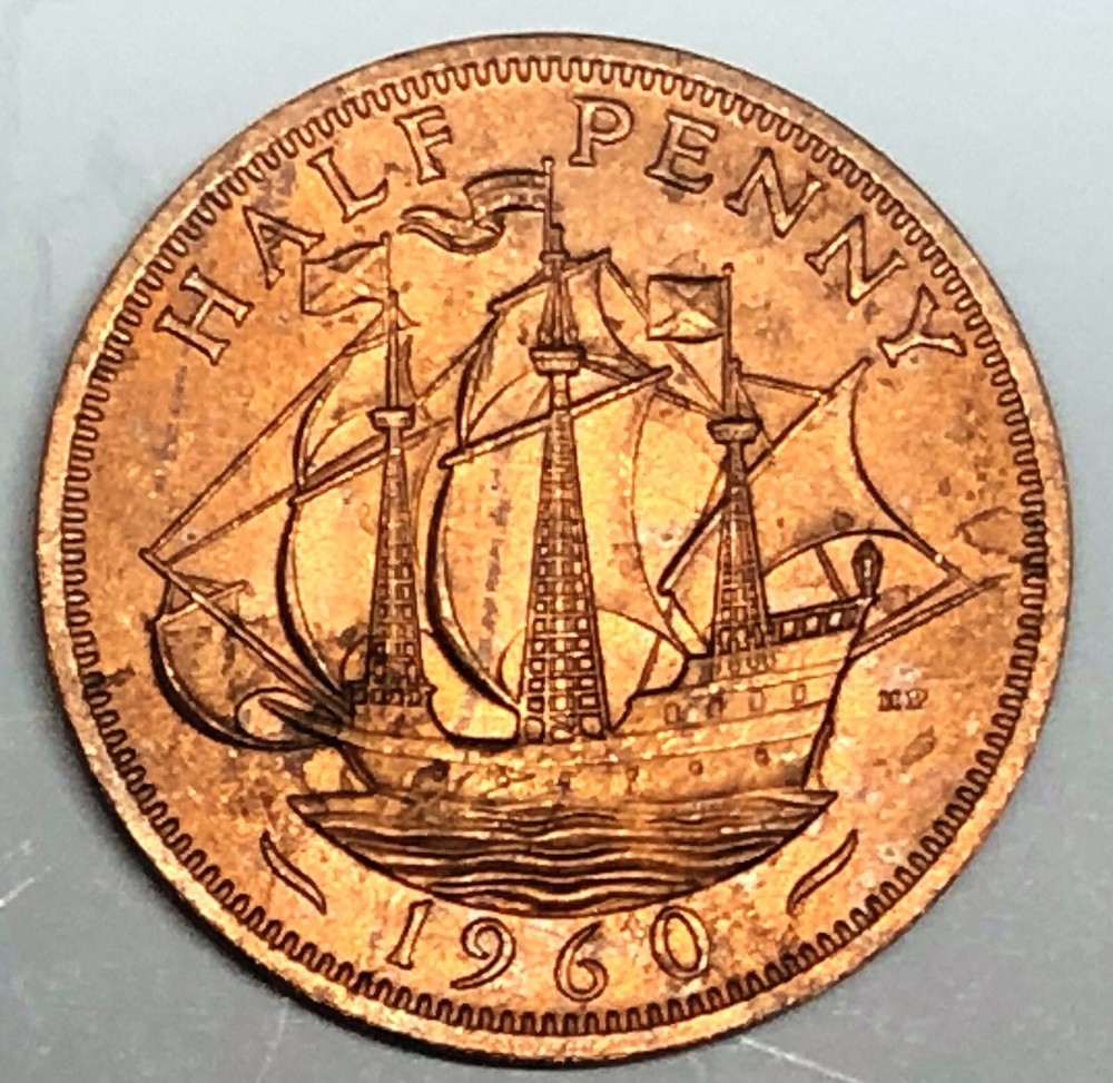 # C6230    GREAT BRITAIN     COIN,     HALF  PENNY    1960  Unc.