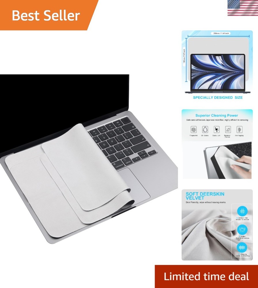 2 Pack Microfiber Liner Cloths for MacBook - Safe Screen & Keyboard Care