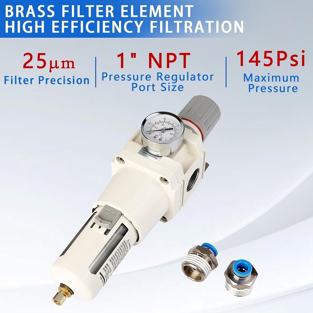 WeiTeng 1" NPT Compressed Air Filter Regulator Combo