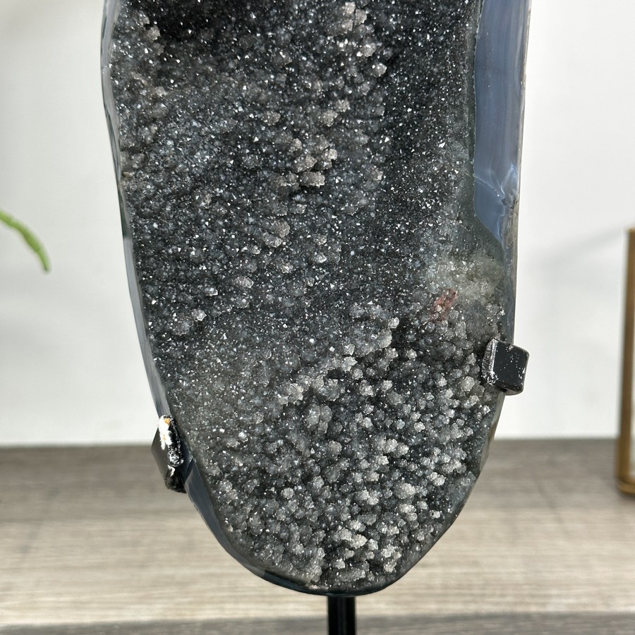 Unique Agate Geode with Dark Druzy Crystals. MWS2827