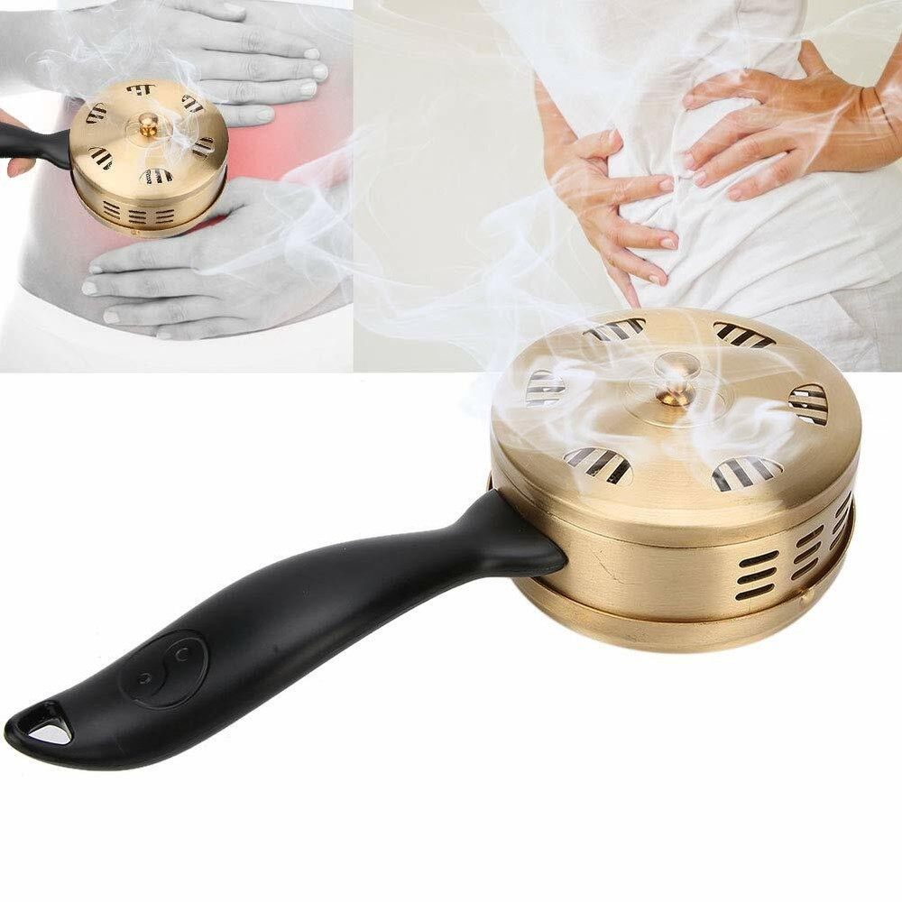 Traditional Pure Copper Handheld Moxibustion Box Moxa Article Therapy Handle艾灸工具